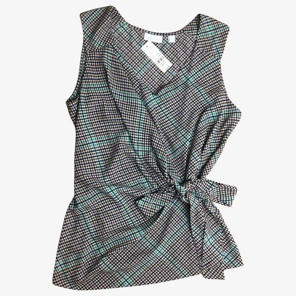 NY&C Medium Blouse Top Sleeveless Rouched Side Tie - Picture 1 of 8